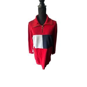 Tommy Hilfiger Color-Blocked Zip-Front Sweater Dress Size L